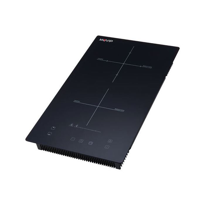 Muvip Cocina de Induccion Doble 2000W - 10 Niveles de Potencia - Apta para Encastrar o Sobremesa - Temporizador - Control contra el Sobrecalentamiento - Bloqueo Infantil