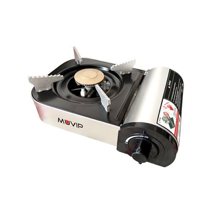 Muvip Serie Small Cocina de Gas Portatil 1 Fuego  - Encendido Automatico - Quemador de Aluminio y Cobre - Valvula Doble Sellado - Maleta de Transporte