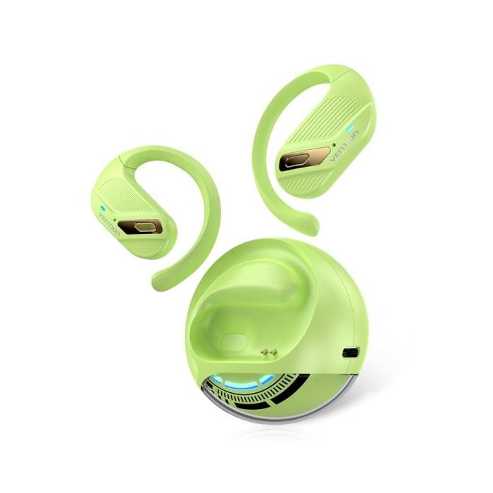 Vention OpenBeat O12 Auriculares Bluetooth 5.4 con Estuche de Carga - True Wireless - Open Ear - 7h Autonomia - Color Verde