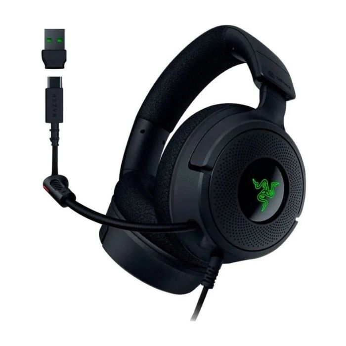 Razer Kraken V4 X Auriculares Gaming - Microfono Plegable Cardioide Razer HyperClear - Sonido 7.1 - Multiplataforma - Conexion USB - Color Negro