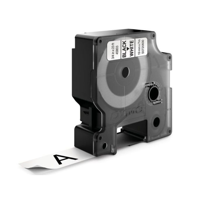 Dymo D1 45803 Cinta de Etiquetas Original para Rotuladora - Texto Negro sobre Fondo Blanco - Ancho 19mm x Largo 7m