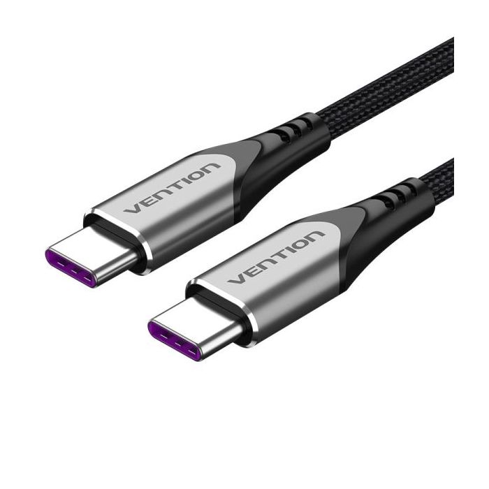 Vention Cable USB-C 2.0 a USB-C 2.0 5A 100W - 1.5m - Trenzado - Color Gris