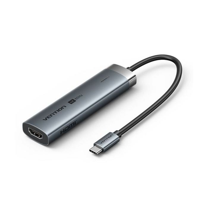 Vention Docking Station 6 en 1 USB-C a HDMI/3xUSB3.0/USB-C 3.2 G1/PD 100W - 0.15m - Color Gris