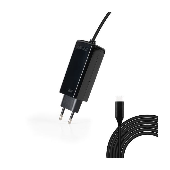 Tooq Cargador de Portatil GaN USB-C/PD 100W - Cable de 1.80m - Color Negro