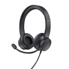 Trust Auriculares con Cable para Portatil - Microfono Ajustable - Diadema Ajustable - Control de Volumen - Color Negro