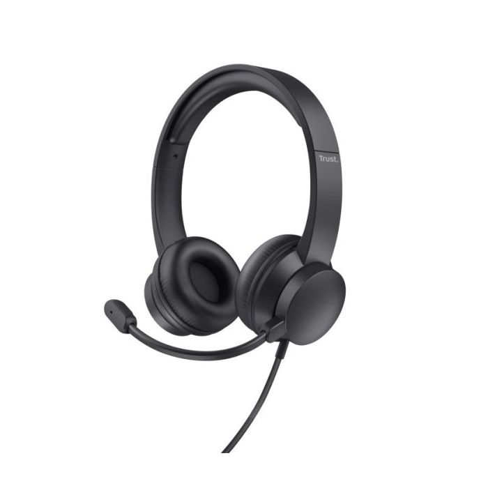 Trust Auriculares con Cable para Portatil - Microfono Ajustable - Diadema Ajustable - Control de Volumen - Color Negro