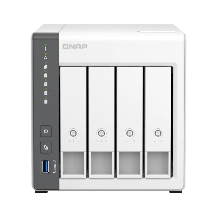 QNAP TS-433 NAS Torre Procesador ARM Cortex-A55 - Memoria 4GB - 4 Bahias 2.5", 3.5" - USB, RJ-45 2.5GB - Ventilador 120mm