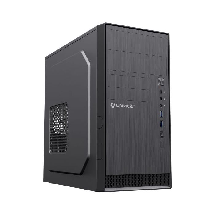 Unykach Aero C12 V2 Caja Torre MicroATX - Tamaño Disco Soportado 3.5", 2.5" - USB-A 3.0, USB-C 2.0, Audio - Color Negro