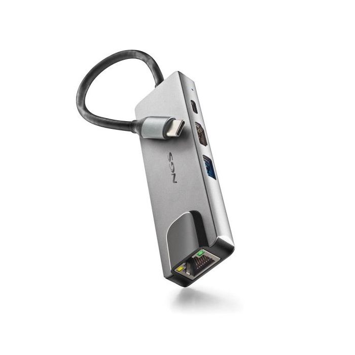 NGS Wonder Dock Supra 4 en 1 Hub USB-C - 1x USB 3.0, 1x USB-C PD 100W, 1x HDMI, 1x RJ45 - Admite Resoluciones Maximas de 4K a 30 Hz - Velocidad LAN de 1 Gbps