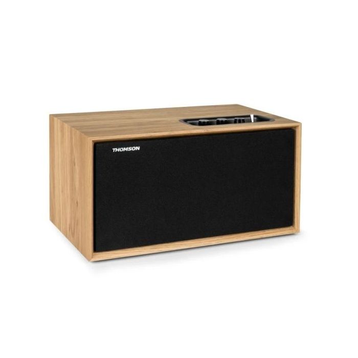 Thomson WS502 Altavoz 100W Bluetooth 5.0 - Caja de Madera - Frente Desmontable - Entrada RCA, USB, AUX-IN - Color Madera