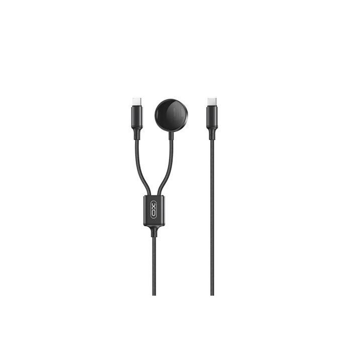 XO Cable USB 2 en 1 - 60W - Tipo C + Carga Magnetica Apple Watch - 1 Metro - Color Negro