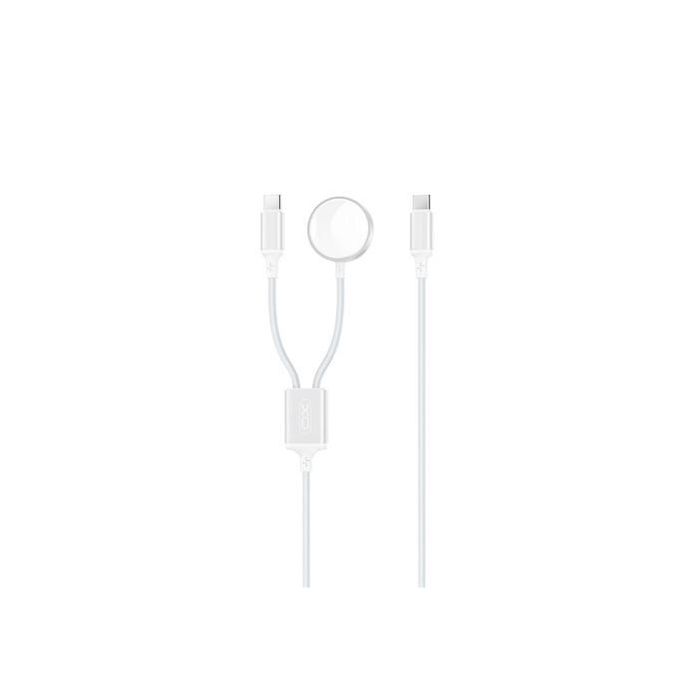 XO Cable USB 2 en 1 - 60W - Tipo C + Carga Magnetica Apple Watch - 1 Metro - Color Blanco