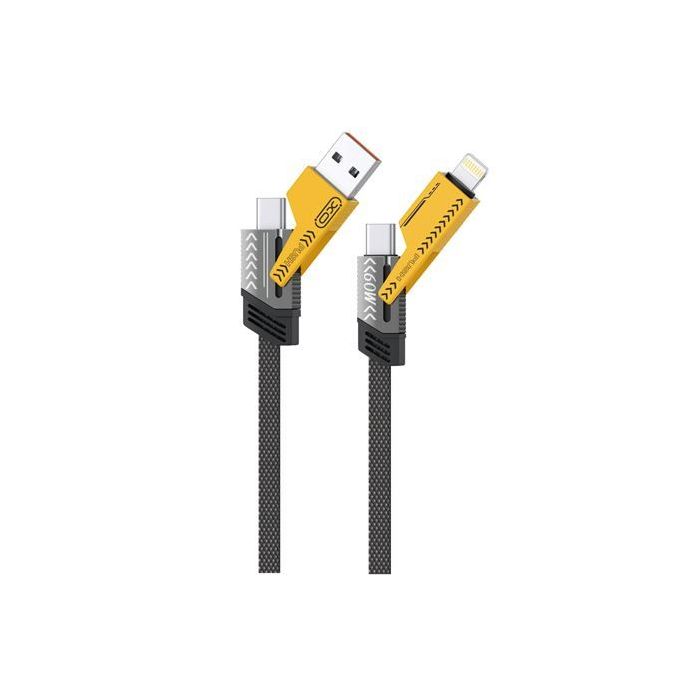 XO NB283 Cable USB 4 en 1 Multifuncion - 60W - 1 Metro - RGB - Color Negro