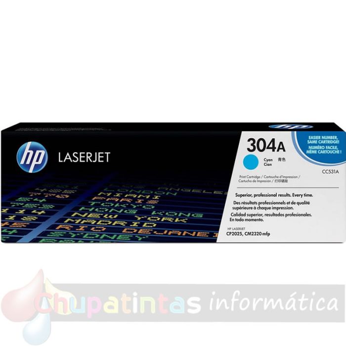 HP CC531A Cian Cartucho de Tóner Original - 304A