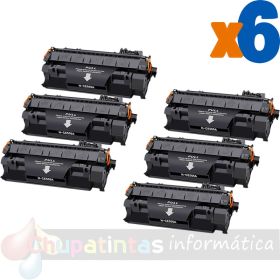 HP CE505A/CF280A Negro Pack de 6 Cartuchos de Tóner Genéricos - Reemplaza 05A/80A