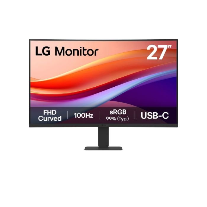 LG Monitor 27" Curvo 1500R VA FullHD 100Hz HDR 10 - Respuesta 5ms - 16:9 - HDMI, USB-C - VESA 100x100mm