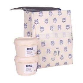 Milan Coleccion 460 Bolsa Isotermica Porta Alimentos 3,5L - Incluye 2 Recipientes para Alimentos de 0,25L - Interior Aislante Termico - Color Beige/Azul