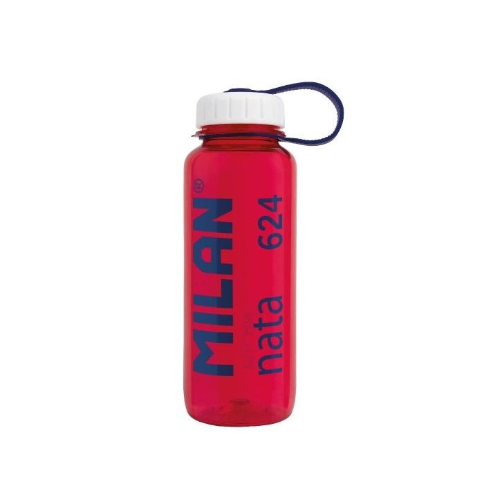 Milan Nata® 624 Botella de Tritan 0.65L - Muy Ligera - Dosificador Extraíble - Escala de Medida - Libre de BPA - Rosa Transparente/Blanco