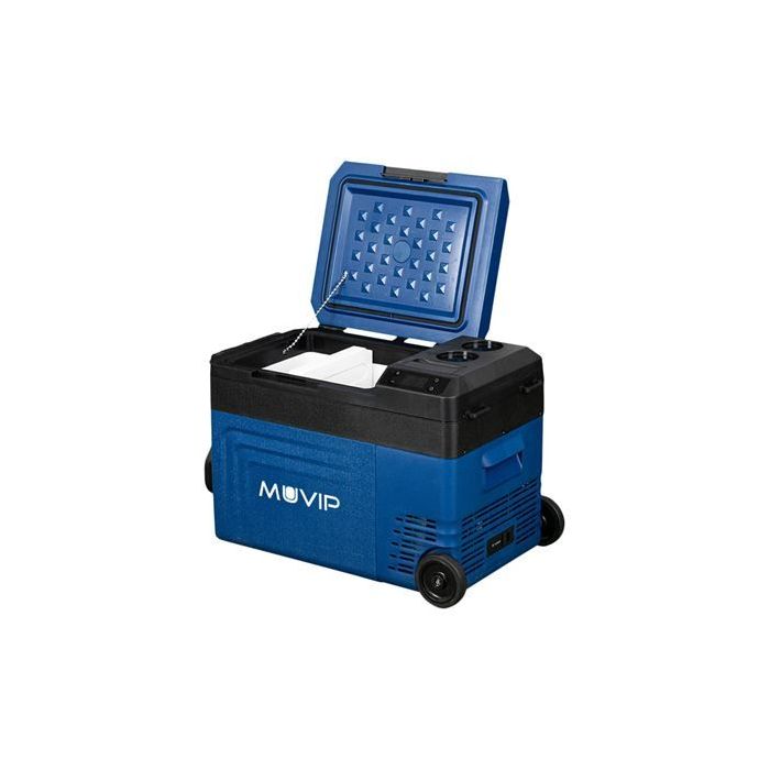 Muvip Nevera Compresor Portatil Blue 22 Litros - Temperatura entre -20º/+20º - 60W - Doble Zona - Asas de Transporte y Tirador - Ruedas - Compresor Silencioso - Color Azul