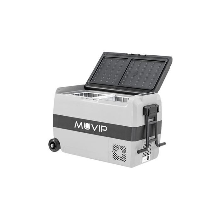 Muvip Nevera Compresor Portatil 44 Litros - Temperatura entre -20º/+20º - 80W - Doble Zona - Asas de Transporte y Tirador - Ruedas - Compresor Silencioso - Color Gris