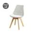 Muvip Pack 2 Sillas Design D1000 - Patas Macizas de Madera - Cojin Acolchado en la Base - Color Blanco