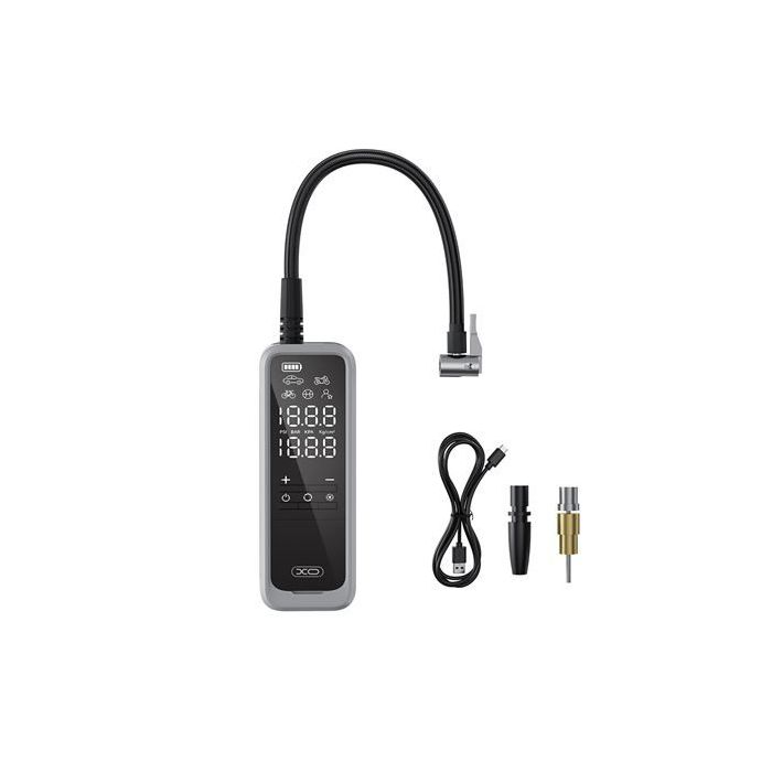 XO CZ018 Inflador de Aire Portatil - Pantalla LCD - 3 Bocas - Powerbank 5000Mah - Linterna