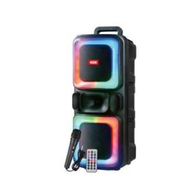 XO F55 Altavoz Karaoke - Bluetooth 5.0 - 20W - Funcion TWS - Iluminacion RGB - Microfono con Cable Incluido - Bluetooth, FM, USB y MicroSD - Color Negro