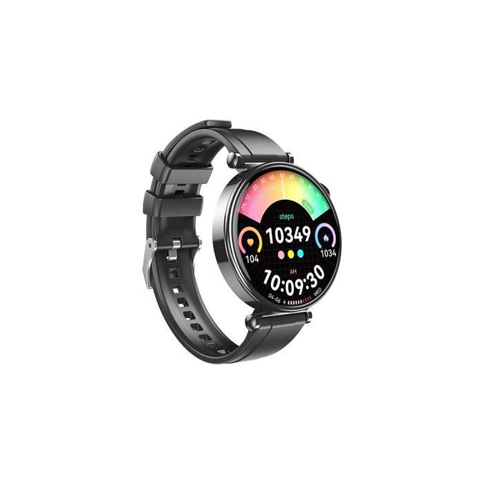 XO GT4 Mini Reloj Smartwatch Pantalla Redonda 1.32" AMOLED - Multideporte - Monitoreo del Sueño - Llamadas BT - IP68 - Color Negro