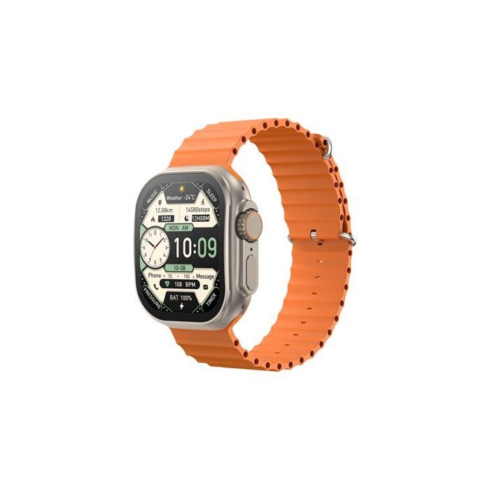 XO M11 Ultra Reloj Smartwatch Pantalla Cuadrada 2,01" Curva - Llamadas BT - NFC - Multideporte - Tensiometro, Pulsometro y Control de Oxigeno - Cargador Magnetico - Color Naranja
