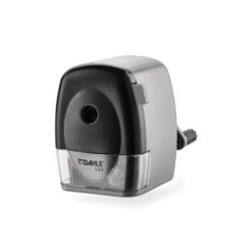Dahle 133 Afilalapices de Manivela - Para Lapices de 8 a 11,5mm Ø - Fresa de Acero - Forma de Punta Ajustable - Gran Deposito - Color Gris/Negro