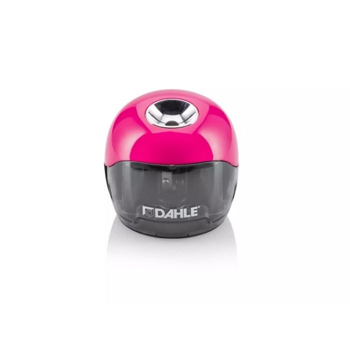 Dahle 250 Afilalapices Electrico - Para Lapices de Ø 8mm - Gran Deposito Transparente - Alimentacion con Pilas AA - Color Rosa