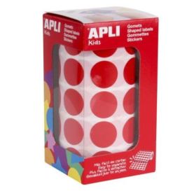 Apli Rollo de 1770 Gomets Redondos Rojos - Ø 20mm - Adhesivo Permanente - Desarrolla Habilidades y Capacidades en Niños