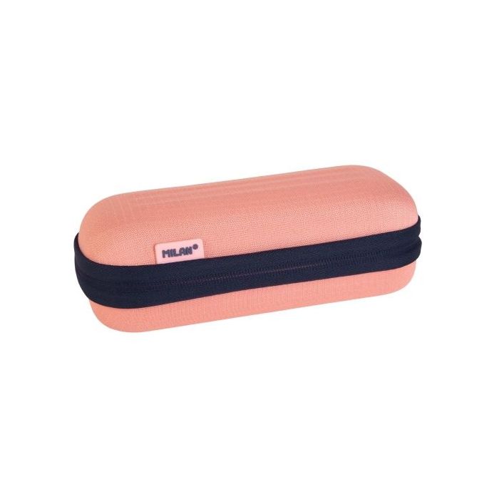 Milan Coleccion 430 Estuche Portatodo Ovalado Semirrigido - Compartimento Interior de Malla - Tejido Resistente a las Roturas y Rasgaduras - Color Rosa
