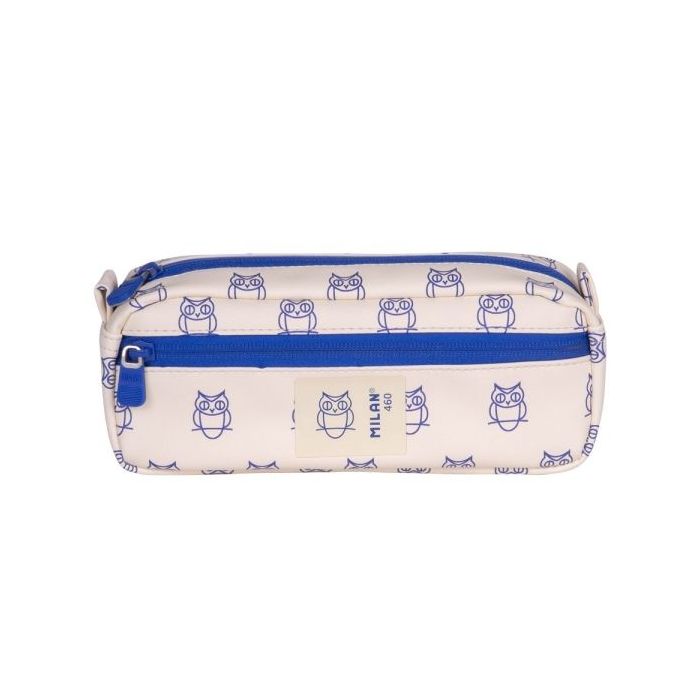 Milan Coleccion 460 Portatodo Rectangular - 2 Compartimentos con Cremallera - Color Beige/Azul