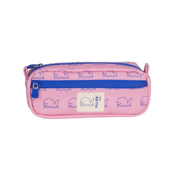 Milan Coleccion 460 Portatodo Rectangular - 2 Compartimentos con Cremallera - Color Rosa/Azul