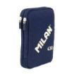 Milan Coleccion 430 Plumier de 2 Pisos con 2 Gomas de Borrar, Sacapuntas, Lapiz, Boligrafo P1 Touch Azul, Regla, 12 Lapices de Colores y 18 Rotuladores - Color Azul
