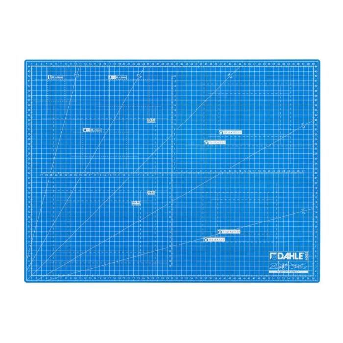 Dahle 10692 Plancha de Corte A2 45x60cm - 5 Capas con Nucleo Resistente al Corte - Lineas de Orientacion - Color Azul
