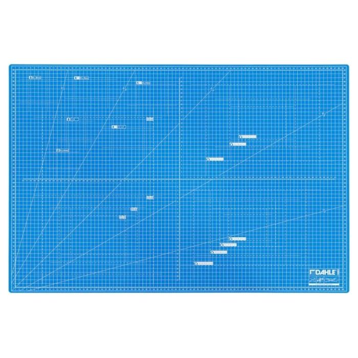 Dahle 10693 Plancha de Corte A1 60x90cm - 5 Capas con Nucleo Resistente al Corte - Lineas de Orientacion - Color Azul