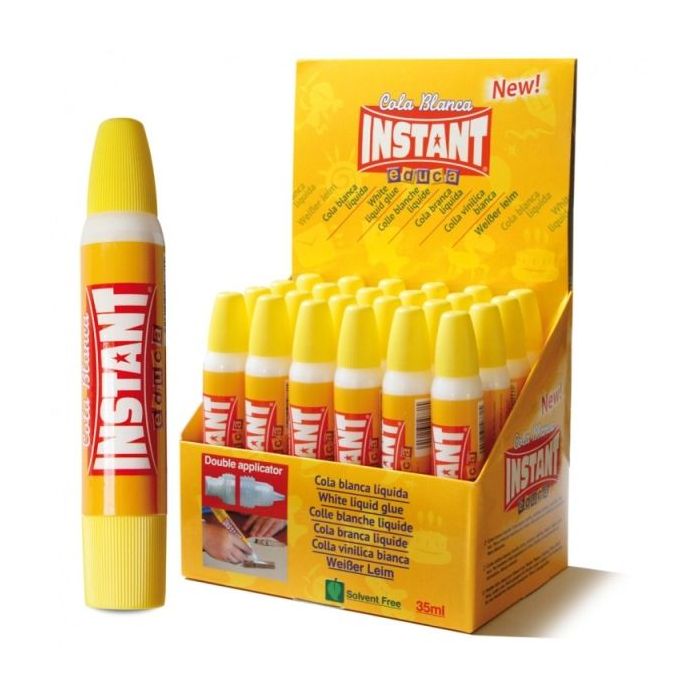 Instant Educa Cola Blanca 35ml - Doble Aplicador - A Base de Componentes Naturales - Sin Disolventes - Color Blanco