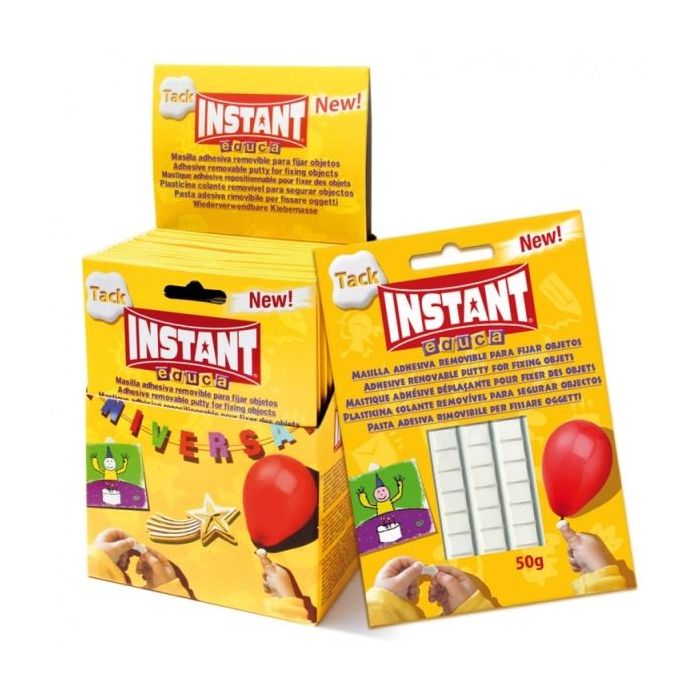 Instant Educa Pack de Masilla Adhesiva Blanca 50gr - Fuertes, Limpias y Removibles - Color Blanco