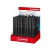 Stabilo Dr!ver Expositor con 32 Rotuladores Surtidos de Punta Media 0.8mm y Fina 0.4mm - Tinta a Prueba de Manchas, Inodora y con Base al Agua - Fabricado con 94% de Bioplastico - Colores Surtidos