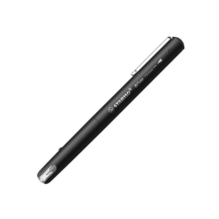 Stabilo Dr!ver Rotulador de Punta Fina 0.4mm - Tinta a Prueba de Manchas, Inodora y con Base al Agua - Fabricado con 94% de Bioplastico - Color Negro