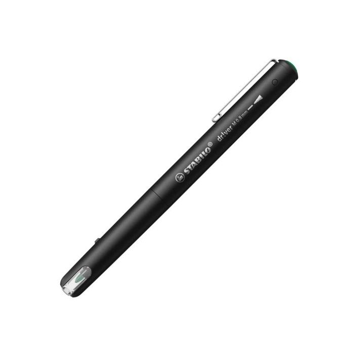 Stabilo Dr!ver Rotulador de Punta Media 0.8mm - Tinta a Prueba de Manchas, Inodora y con Base al Agua - Fabricado con 94% de Bioplastico - Color Verde