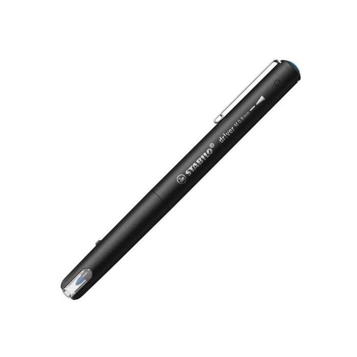 Stabilo Dr!ver Rotulador de Punta Media 0.8mm - Tinta a Prueba de Manchas, Inodora y con Base al Agua - Fabricado con 94% de Bioplastico - Color Azul