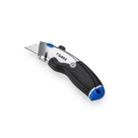 Dahle 10890 Heavy Duty Cuter con Cuchilla Trapezoidal de Acero al Carbono SK5 - Cortador de Cinta de Embalaje - Cuerpo Metalico - Mango Ergonomico con Agarre de Goma