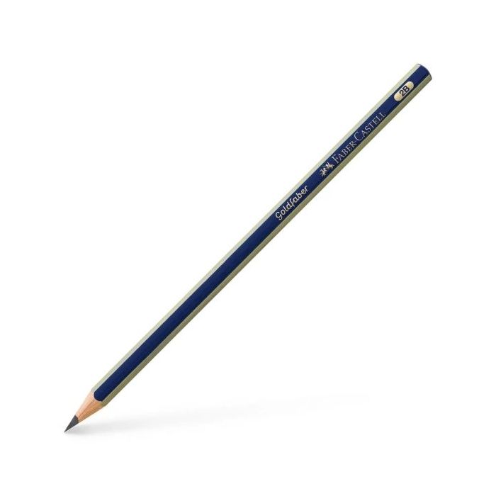 Faber-Castell Goldfaber 1221 Lapiz de Grafito 2B - Alta Calidad - Resistente a la Rotura - Cuerpo en Azul y Rayas Doradas