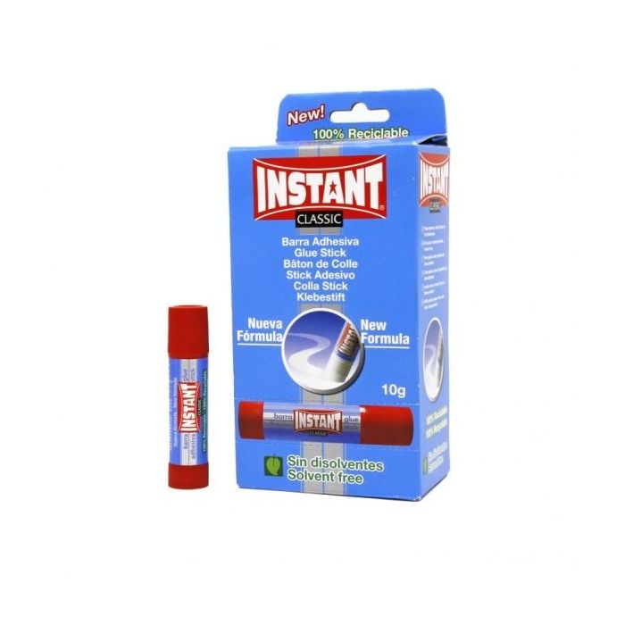 Instant Classic Barra de Pegamento 10grs - Apto para Uso Infantil y/o Domestico - Lavable - Sin Disolventes