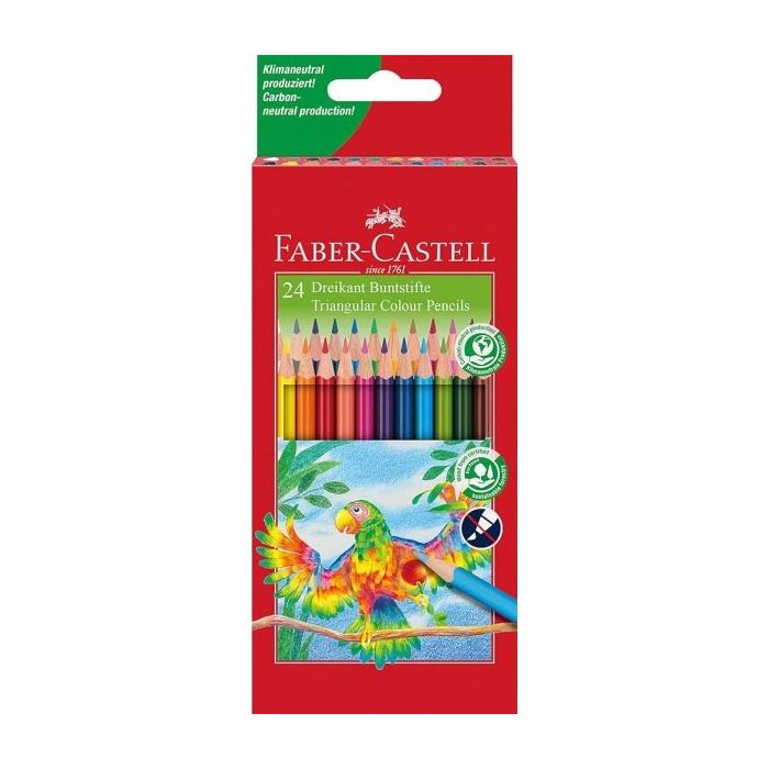 Faber-Castell Super Mine Ergonomics Pack de 24 Lapices de Colores Triangulares Ergonomicos - Mina de 4mm - Resistencia a la Rotura - Colores Surtidos