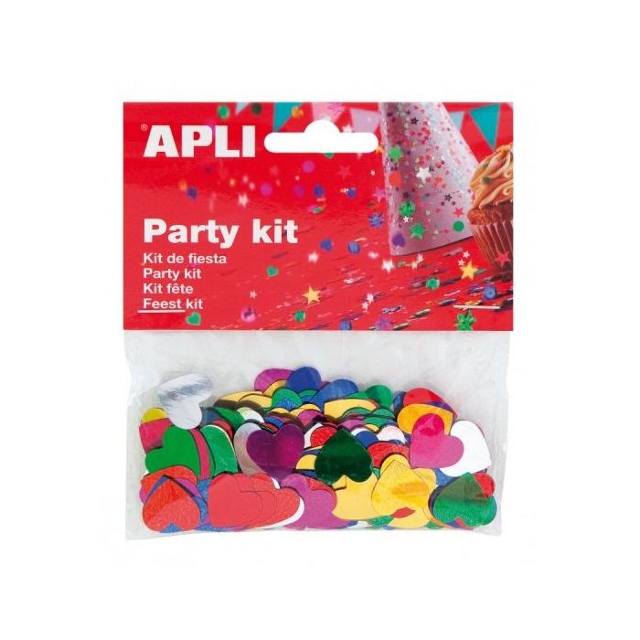 Apli Bolsa de Confeti Corazon Metalizado - Ideal para Fiestas y Celebraciones - Colores Surtidos
