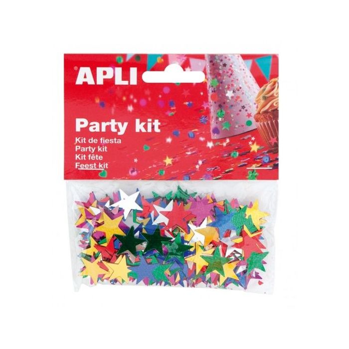 Apli Bolsa de Confeti Estrella - Ideal para Fiestas, Bodas, Celebraciones Infantiles, Manualidades y Carnaval - Colores Surtidos